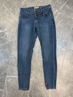 Blue Spice Mid Rise Medium Blue Skinny Jeans Juniors Size 3